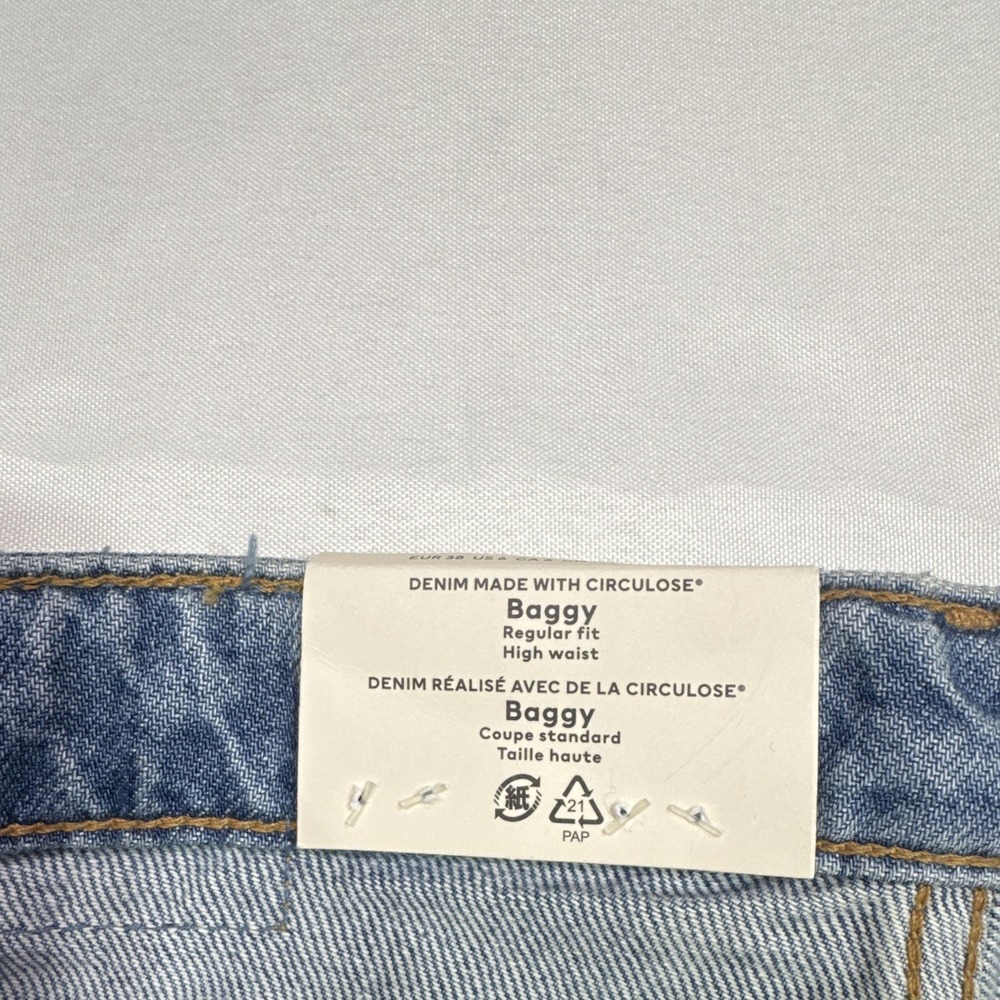 H&M Baggy High Waist Jeans Women's Size 6 Light Wash Wide Leg Denim NWT - Picture 2 of 10